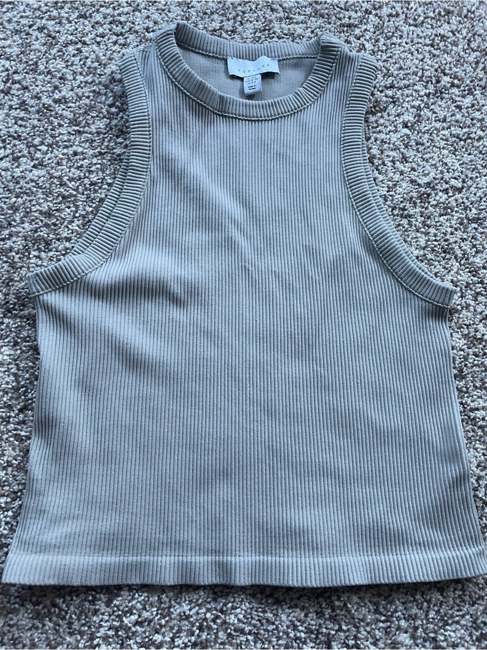 Topshop Ribbed Mock Neck Crop Tank Top